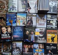 Overall layout showing entire assortment of DVDs and box sets