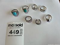 All seven sterling silver rings overview