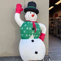 Full view of inflated snowman standing upright