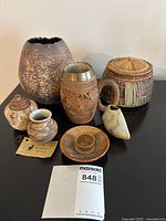 Group shot of all eight decor items on table