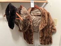 All three fur pieces on hangers