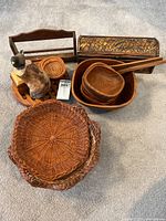 Group shot of all wooden and wicker items