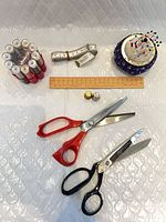 All sewing tools and notions laid out for visibility