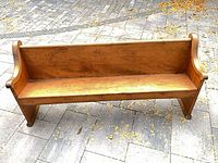 Full view of wooden pine church pew