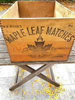 Front view showing Maple Leaf Matches logo and text