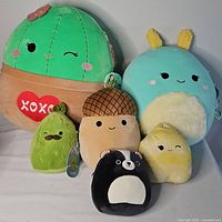 Front view of all six Squishmallows plush toys