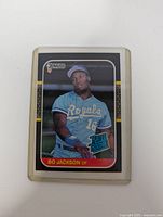 Front of 1987 Donruss Bo Jackson Rated Rookie card in holder