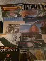 Front view showing multiple LP covers including Led Zeppelin, Jethro Tull titles