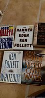 Group shot of all five Ken Follett books