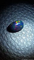 Oval black opal displaying multicolored play of color