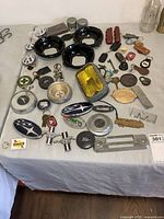 Overview of all automotive parts on table