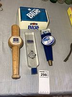 Overview of three tap handles and bar caddy