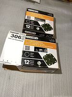 Two Onward hinge boxes showing product details and quantity 12 pieces each