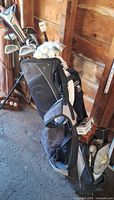 Full view of M&M stand golf bag with clubs visible