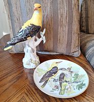 Plate and figurine together on tabletop