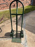 Front view of green Harper steel hand truck