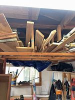 view of mixed lumber stored overhead