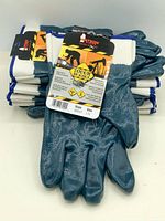 Stack of six pairs Watson Tough As Nails N660T gloves showing coated surface and tags