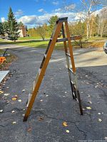 full side view of 6-foot wooden ladder