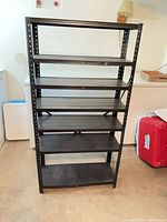 full view of black metal 7-shelf rack