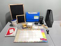 Overview of all office items on table