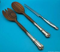 Full view of salad fork, salad spoon and letter opener