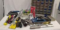Overview of all tools, tapes, blades and organizer cabinet