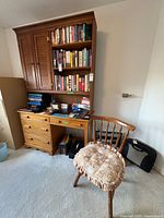 Front view of Vilas desk with hutch and chair