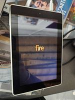 Front of Amazon Fire tablet displaying boot screen