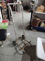 Full view of steel two-wheel keg dolly