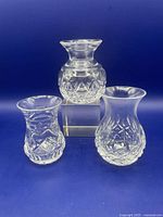 All three crystal bud vases front view