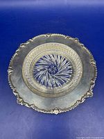 Top view of assembled sterling silver butter dish with glass liner