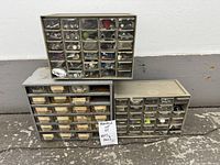 Three small-parts cabinets filled with hardware