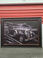 Full view of framed automobile print