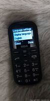 Front of RCA phone showing English language display and large keypad