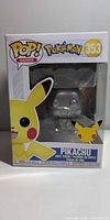 Front view of boxed Pikachu Funko Pop showing figure and label