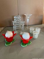 Group shot showing all nine pieces arranged on table