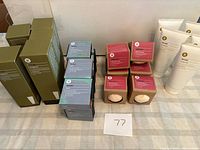 Group shot of entire lot on table showing all product types and quantity arrangement