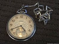 Front view of Elgin pocket watch with attached chain