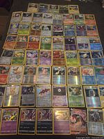 Full layout of all Pokémon holo cards in lot