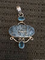 Front view of pendant showing stones and setting