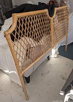 Front view of bamboo lattice queen headboard