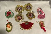 Group shot of all nine ornaments on white background