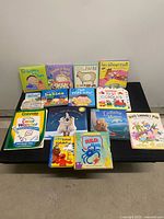 All 14 books laid out on flat surface