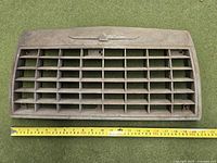 Overall view of grille with measuring tape for scale