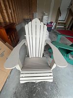 Front view of beige Leisure Line Adirondack chair
