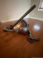 Side view of Dyson Big Ball Animal vacuum with hose and wand