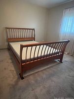 Full view queen sleigh bed frame with two twin box springs