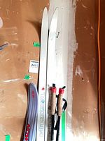 Salomon Snowscape grey ski tips, white Kneissl skis, pole handles