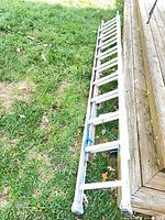 Full view of ladder lying beside deck